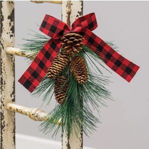 Hanging Pine Spray with Buffalo Check Bow